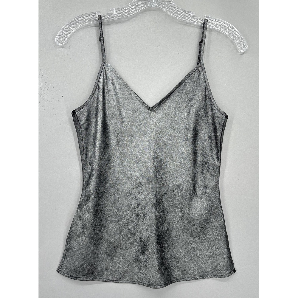 Brochu Walker Camisole XS Silver Metallic‎ V-Neck Cami Designer Shiny Party